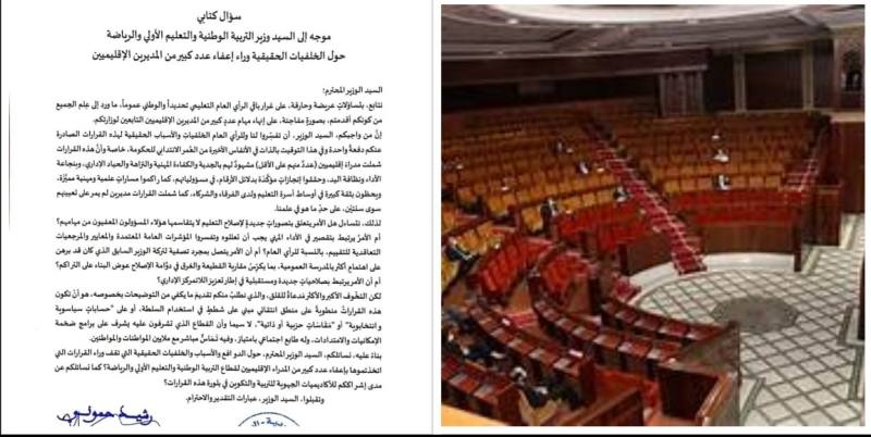 إعفاء المديرين الإقليميين يثير تساؤلات.. ورشيد حموني يطالب بتوضيحات من وزير التربية الوطنية 1 إعفاء المديرين الإقليميين يثير تساؤلات.. ورشيد حموني يطالب بتوضيحات من وزير التربية الوطنية