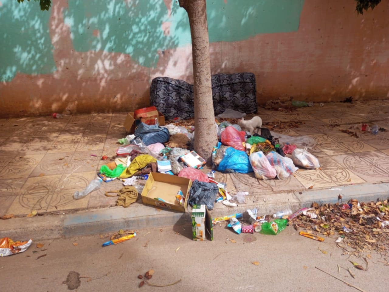 رصيف ثانوية يعقوب المنصور بالعروي يتحول إلى نقطة سوداء لتجميع النفايات