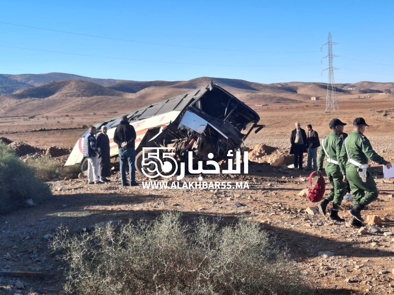 انقلاب حافلة للمسافرين بتزطوطين… إصابة ثمانية ركاب ونقلهم إلى المستشفى دون خسائر في الأرواح
