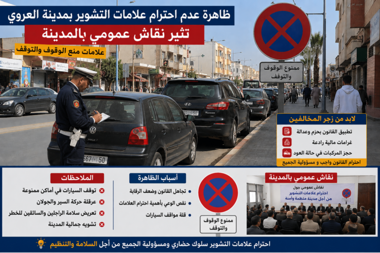 عدم احترام علامات منع الوقوف والتوقف بالعروي يثير استياء الساكنة ومطالب بتطبيق صارم للقانون