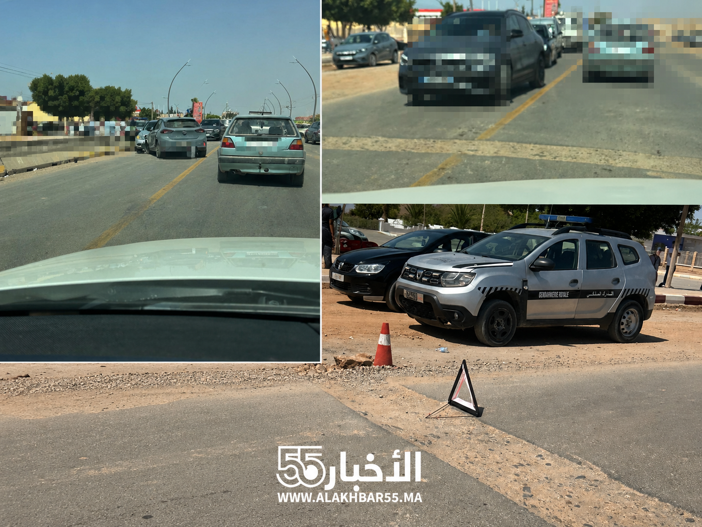 حفرة وسط الطريق الوطنية بين العروي والدريوش تتسبب في سلسلة حوادث سير بجماعة بني وكيل وسط مطالب بتدخل عاجل