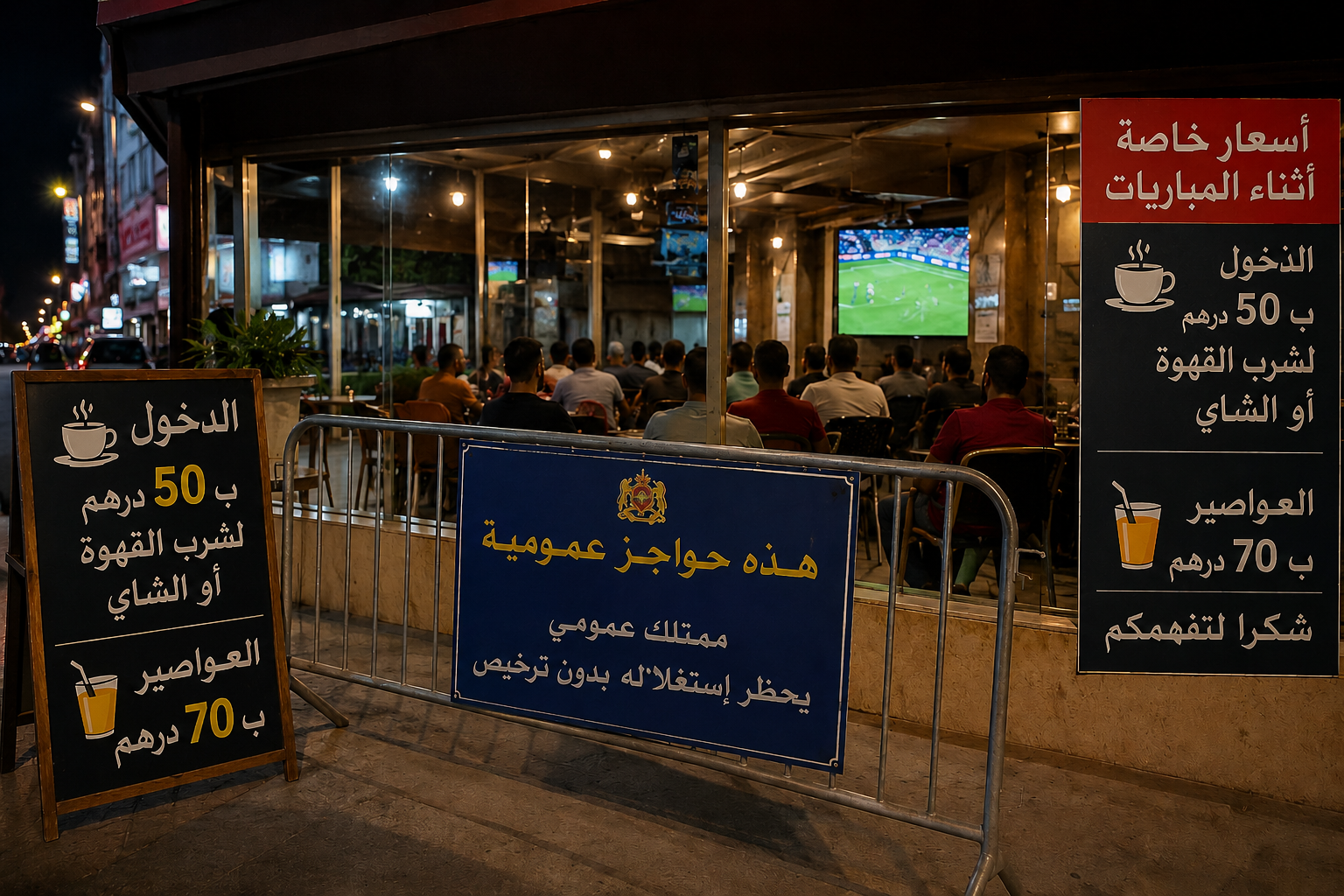 مقاهٍ بالعروي ترفع الأسعار خلال المباريات وتستغل حواجز عمومية لتنظيم الولوج..