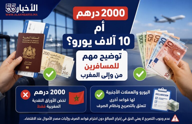 2000 درهم أم 10 آلاف يورو؟ توضيح مهم للمسافرين من وإلى المغرب